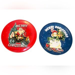 Mr Christmas Dish Plates Dessert Salad Santa Snowman Nostalgic Retro 90 (2)